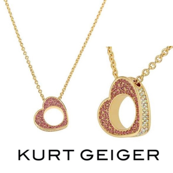 *NWT* Kurt Geiger London Pav Heart Short Pendant Necklace - Picture 2 of 14